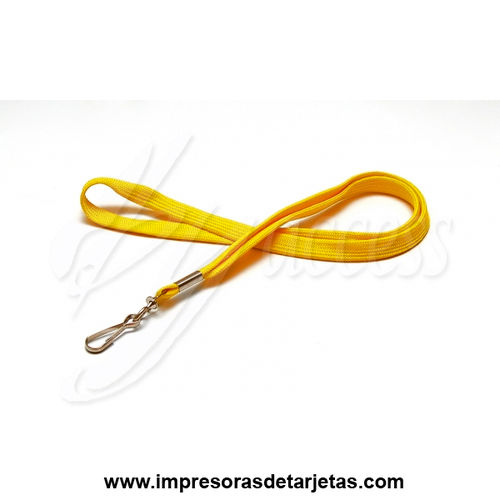 Cordón tubo poliester 12mm amarillo con mosquetón BYTB-12
