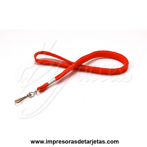 Cordón tubo poliester 12mm rojo con mosquetón BYTB-12