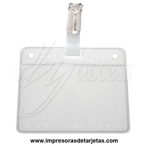 Porta tarjeta flexible horizontal con pinza bretelle BYS-46H