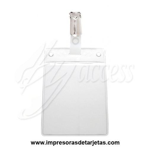 Porta tarjeta flexible vertical con pinza bretelle BYS-46V