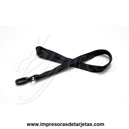 Cordón poliester plano 15mm negro con crochet plástico BYTB-15CP